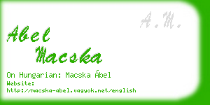 abel macska business card