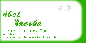 abel macska business card